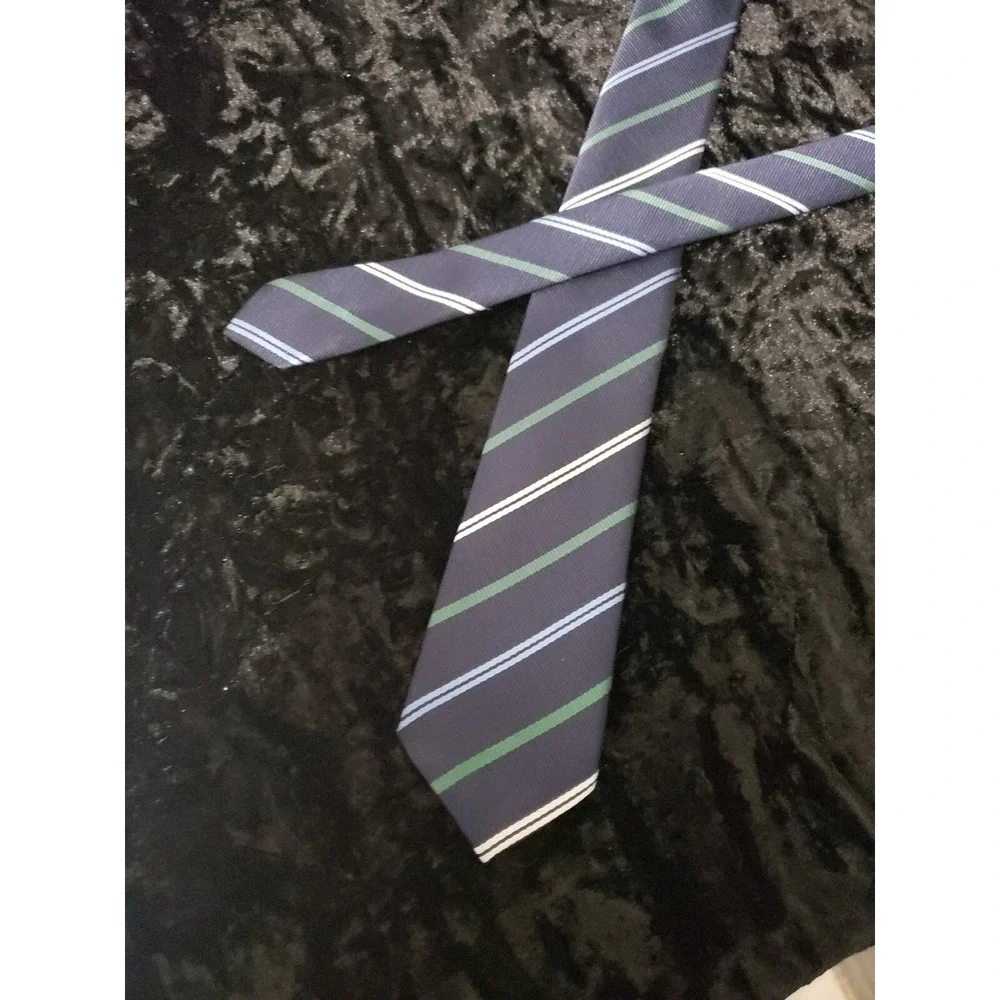 Blue Guru Skinny Striped Neck Tie Mens Blue Green Career Wear Dress Shirt